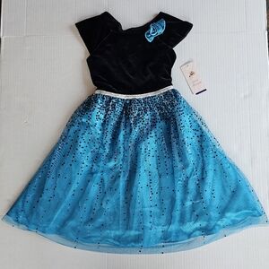 Jona Michelle Girls Dress Size 10 Party Holiday Sparkle Blue, Black & Silver NWT